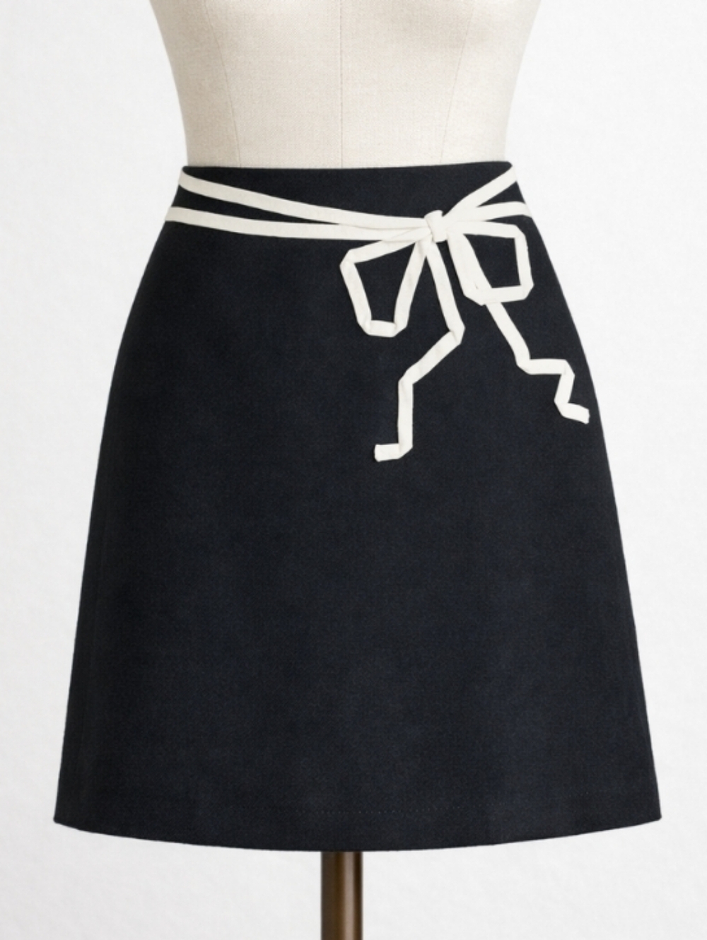 Vintage SANDRA ANGELOZZI Black & Ivory Wool A‑Line Skirt | EU 34 | US 2–4